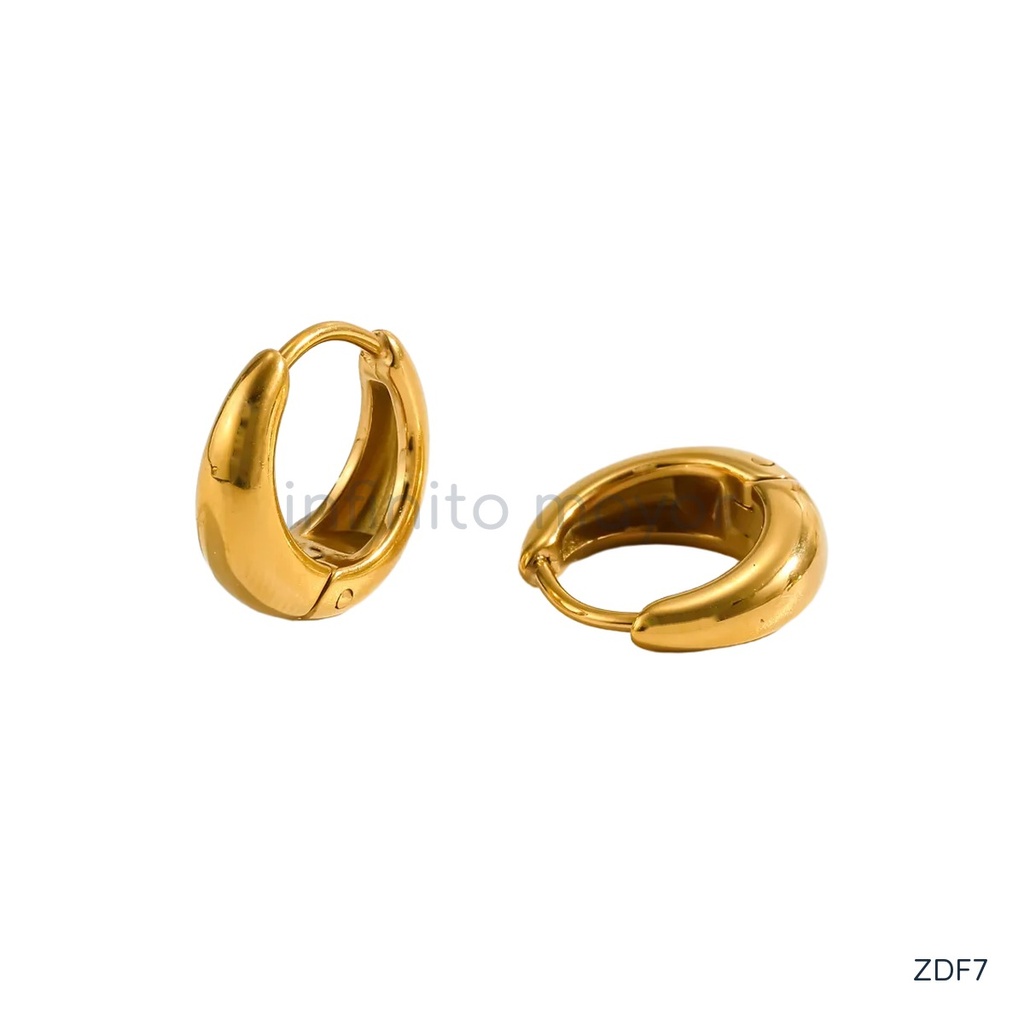 Zarcillos dorados huggie, aro pequeño grueso abombado de 13,5 mm