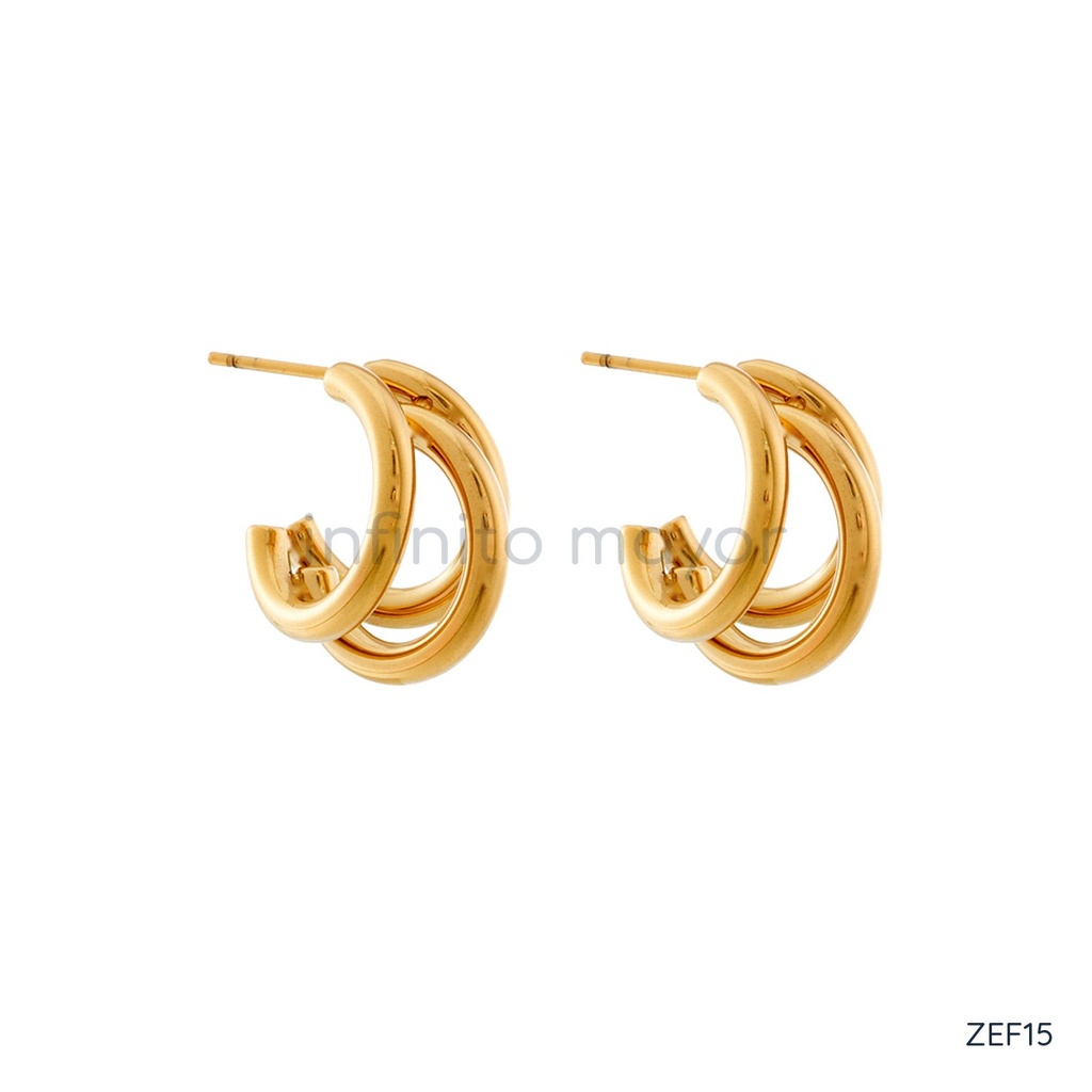 [ZEF15] Aretes de acero inoxidable 304 con recubrimiento PVD y chapado en oro 18k