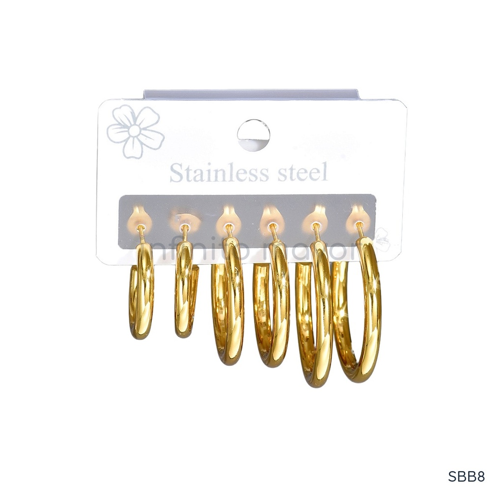 [SBB8] Aretes de acero inoxidable 304 con recubrimiento PVD y chapado en oro 18k · NH52376106