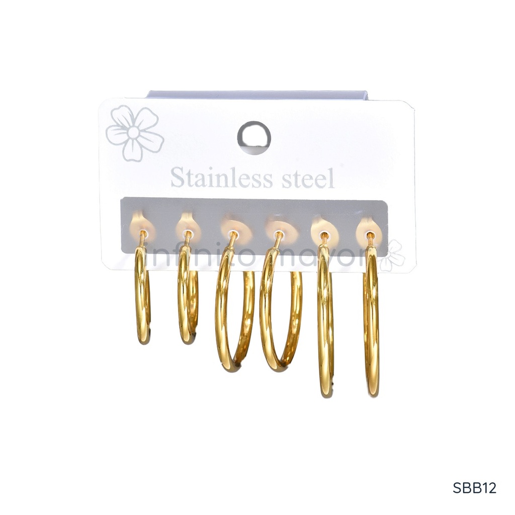 [SBB12] Aretes de acero inoxidable 304 con recubrimiento PVD y chapado en oro 18k · NH52376106