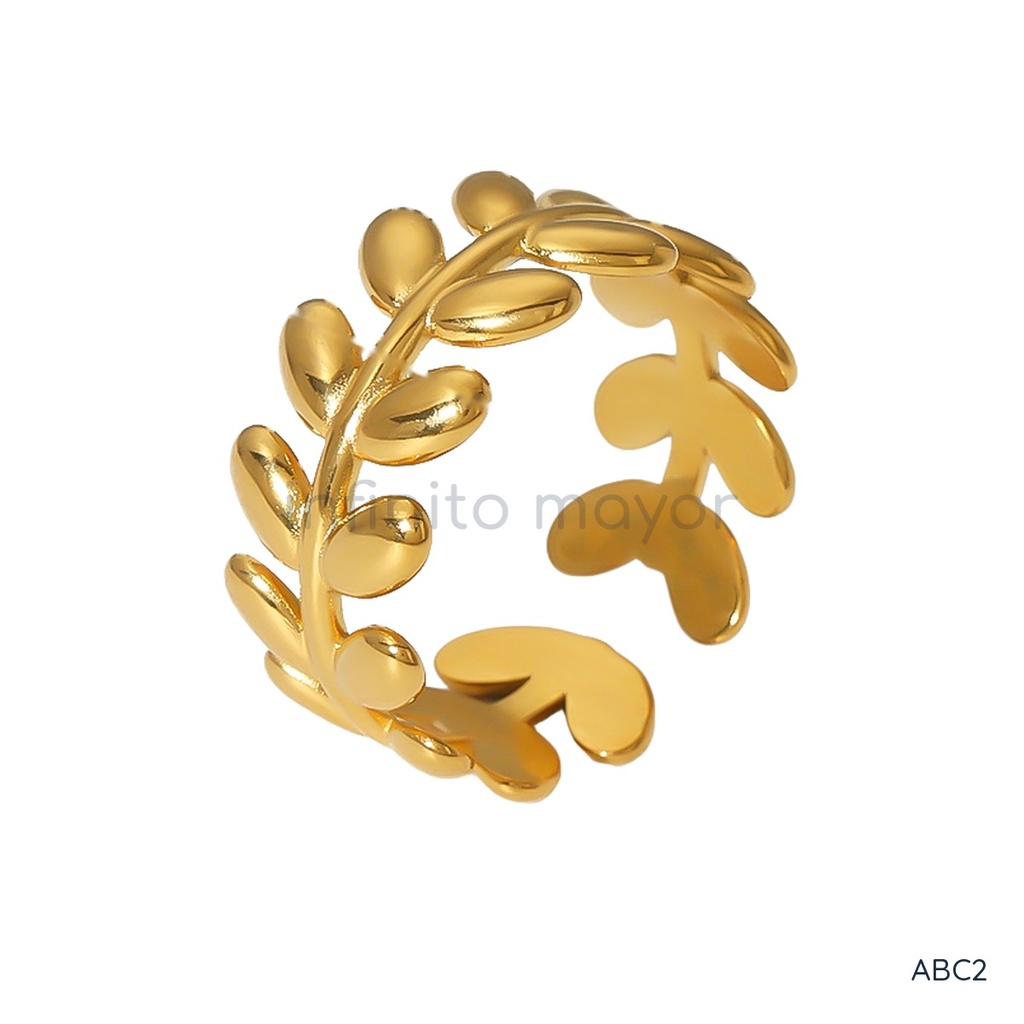 [ABC2] Anillo de acero inoxidable 304 con chapado en oro 18k