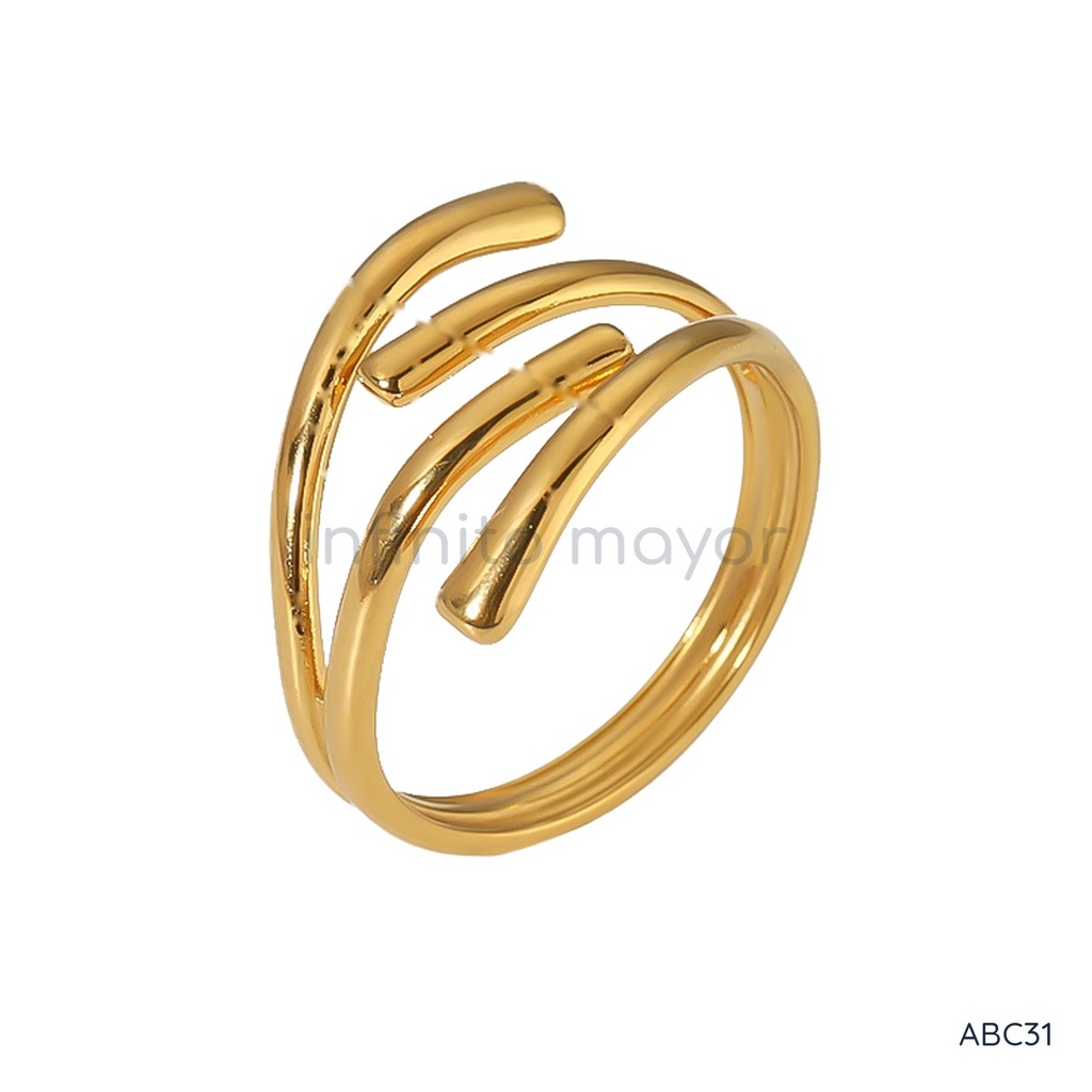 [ABC31] Anillo dorado abierto, envolvente de bandas múltiples.