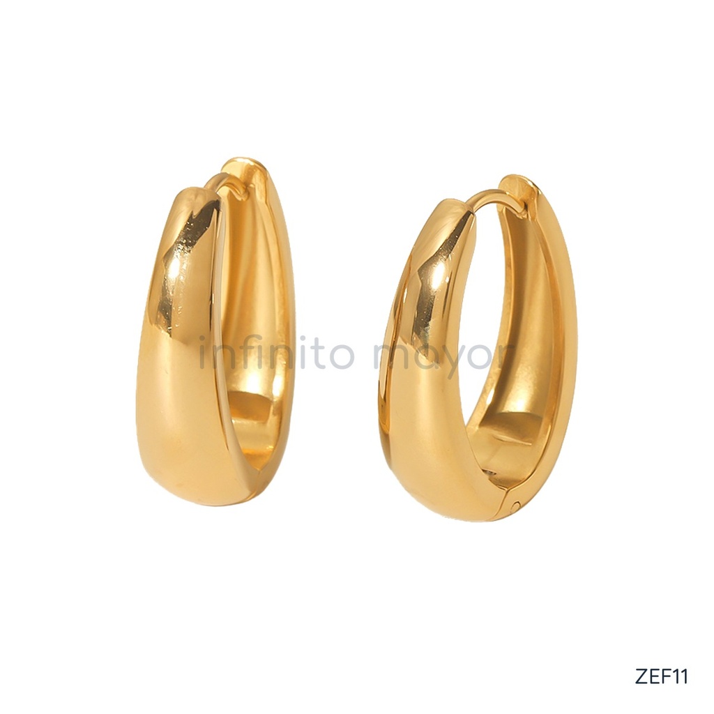 [ZEF11] Aretes de aro en acero inoxidable 304 con recubrimiento PVD y chapado en oro 18k