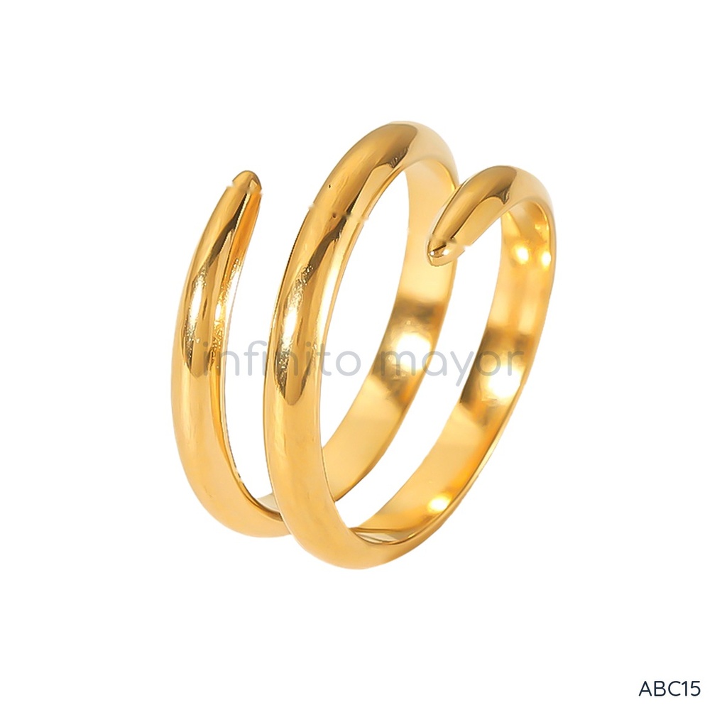[ABC15] Anillo de acero inoxidable 304 con chapado en oro 18k