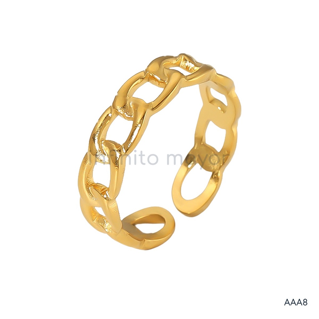 [AAA8] Anillo de acero inoxidable 304 con chapado en oro 18k