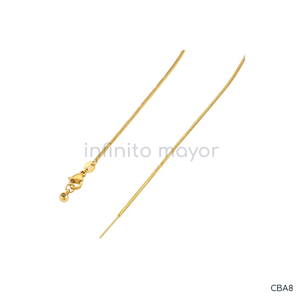 [CBA8] Collar dorado de cadena de serpiente redonda, ajustable, con acabado brillante