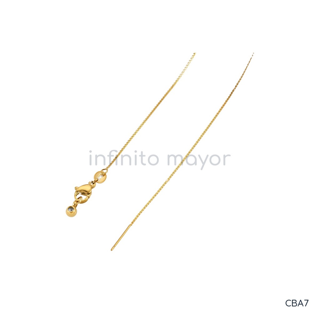 [CBA7] Collar dorado de cadena fina tipo espiga, ajustable, con acabado brillante