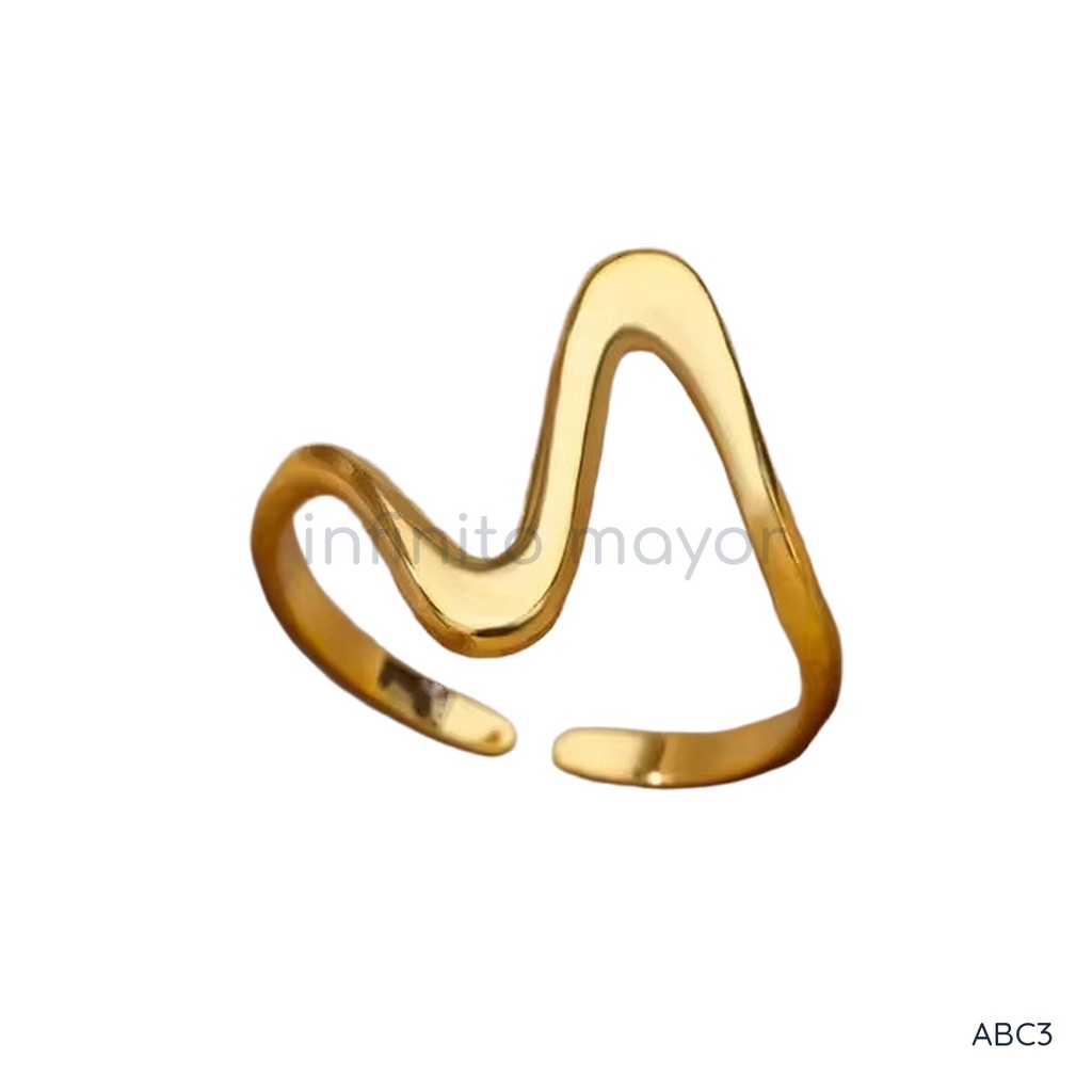 Anillo dorado abierto, banda en zigzag