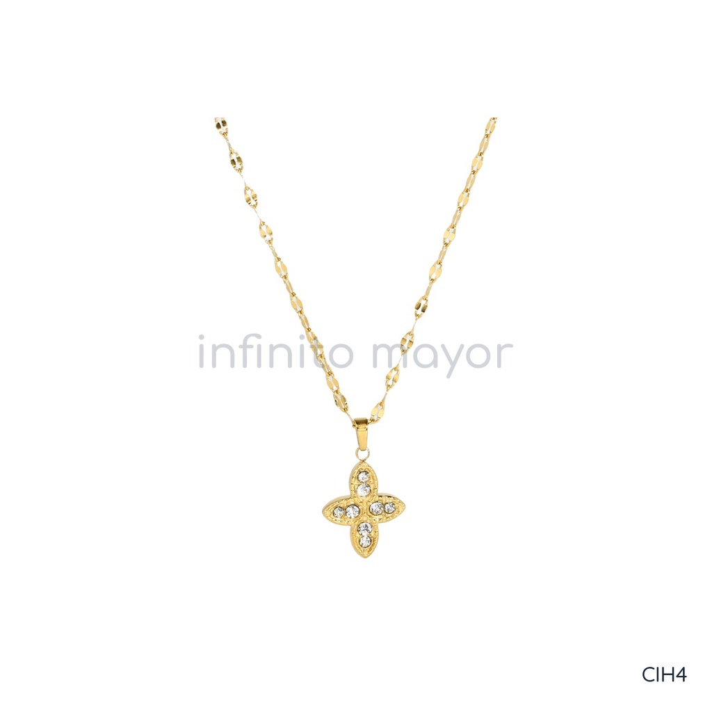 [CIH4] Collar con colgante de acero inoxidable 304 con baño de oro y recubrimiento PVD