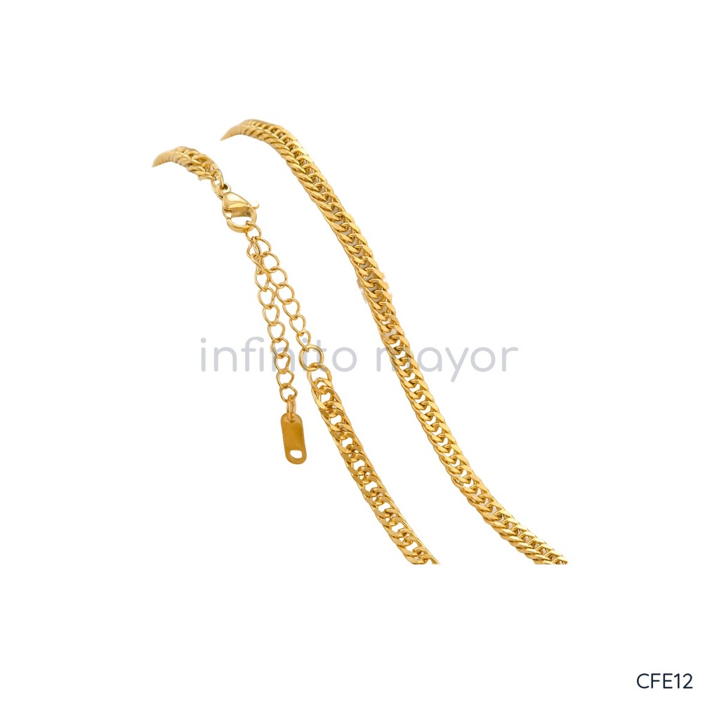 Collar dorado, cadena cubana doble de eslabones compactos