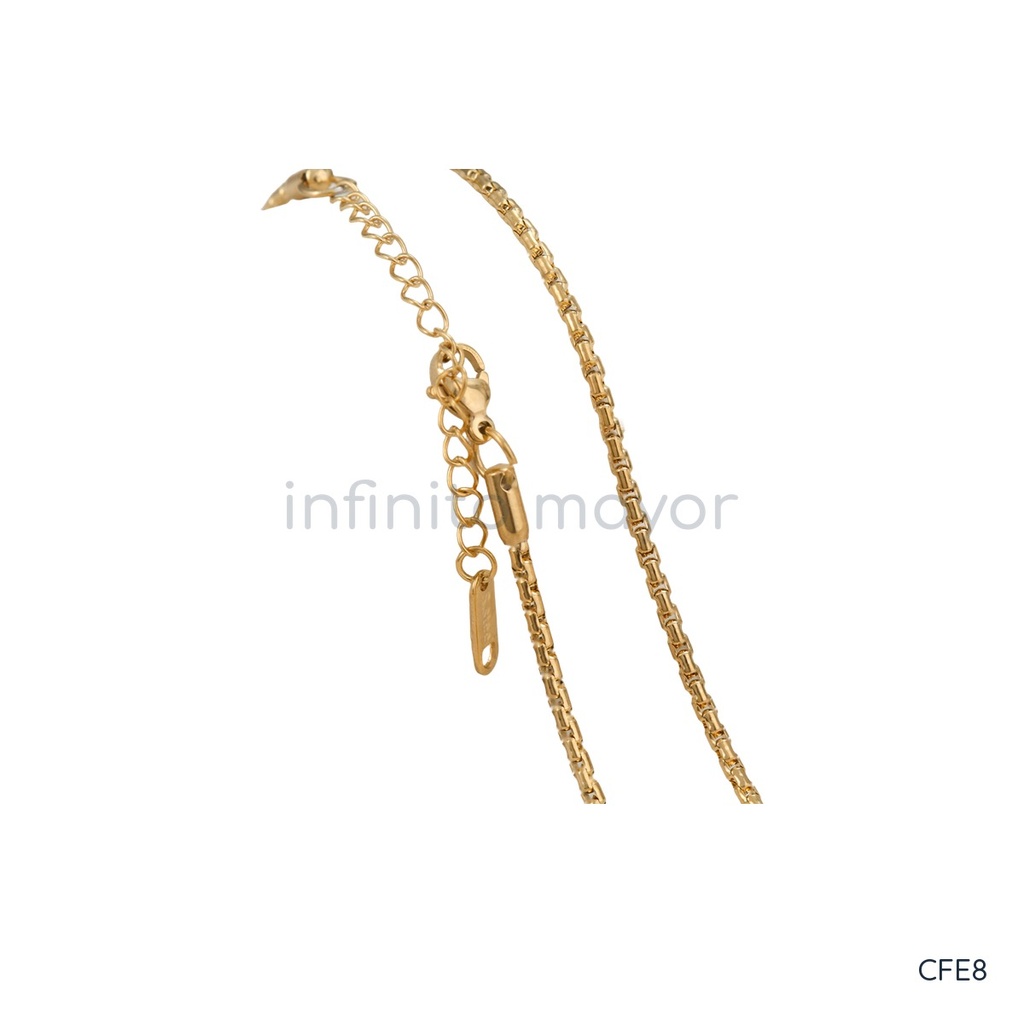 Collar dorado, cadena fina de caja redondeada con langosta