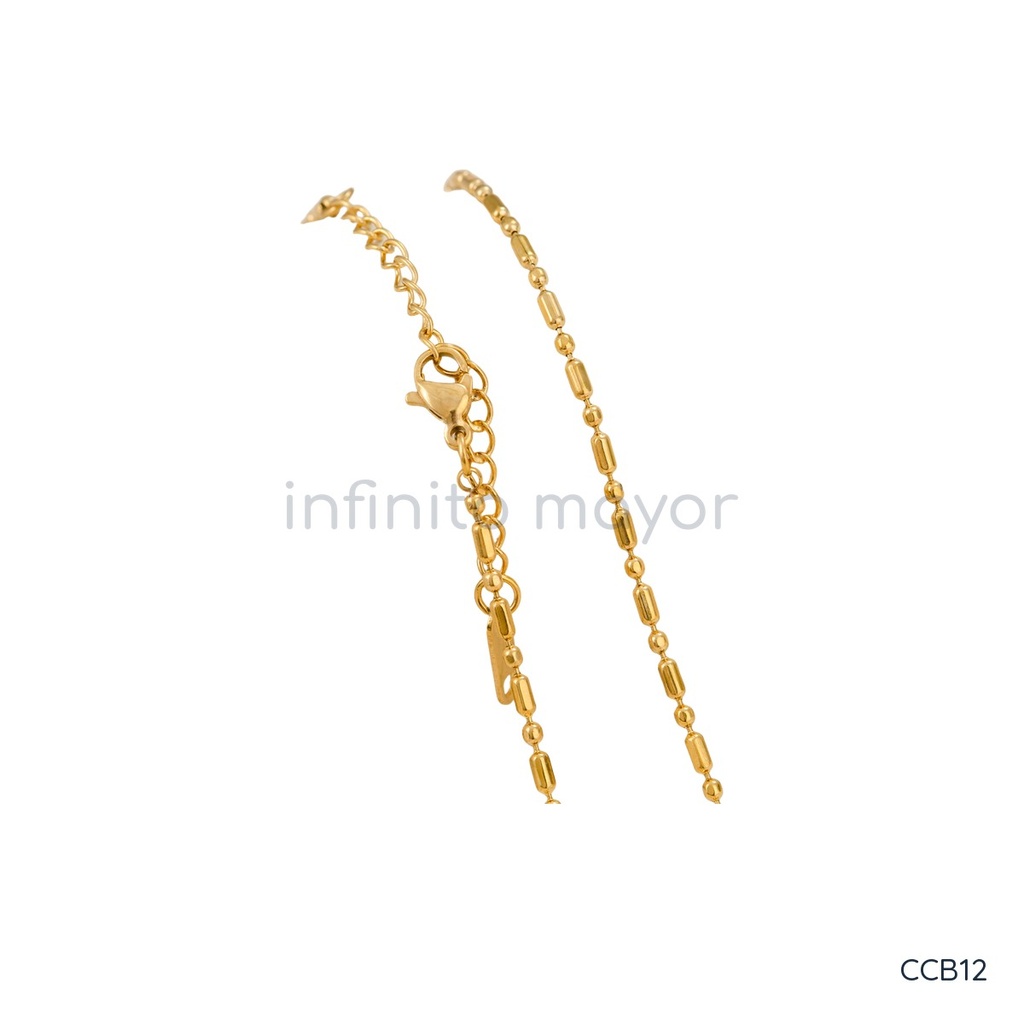 Collar dorado, cuentas alternadas de tubos y esferas