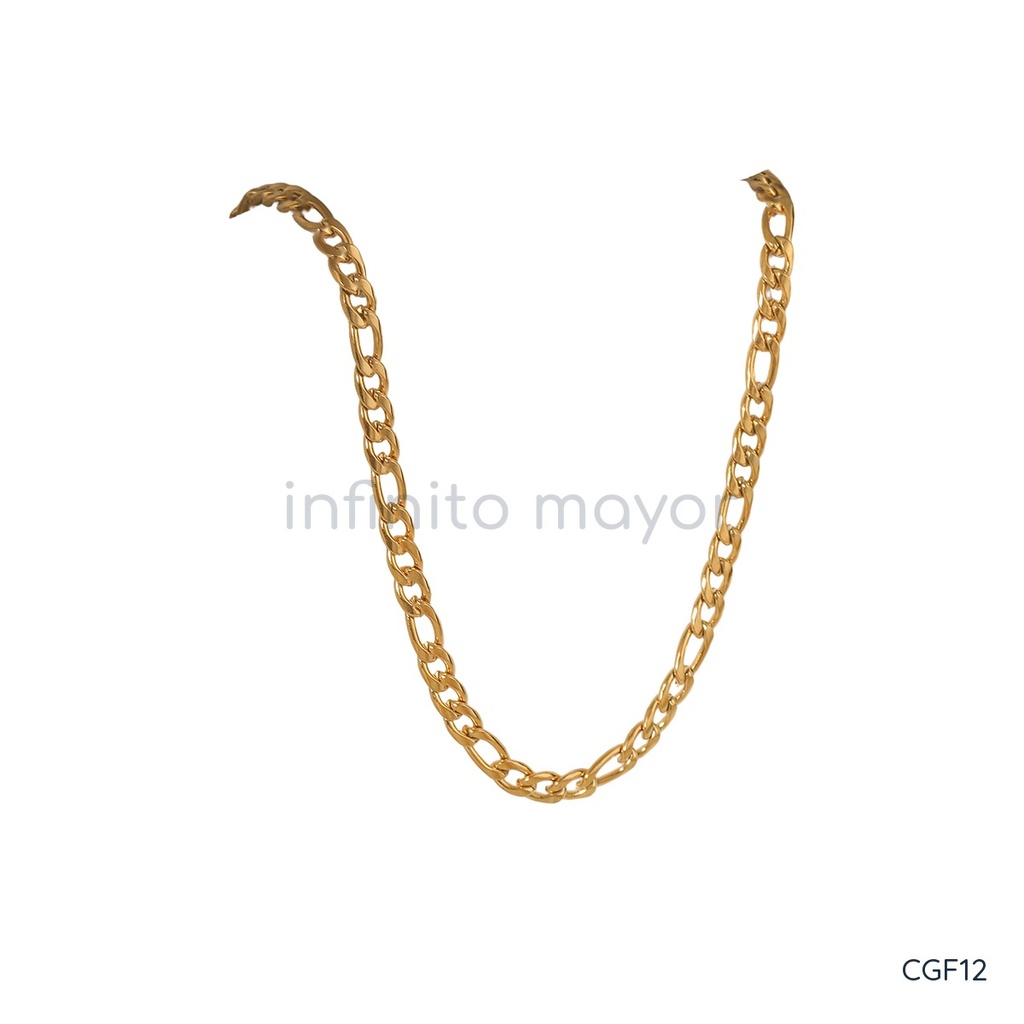 Collar dorado, cadena fígaro gruesa de eslabones alternados