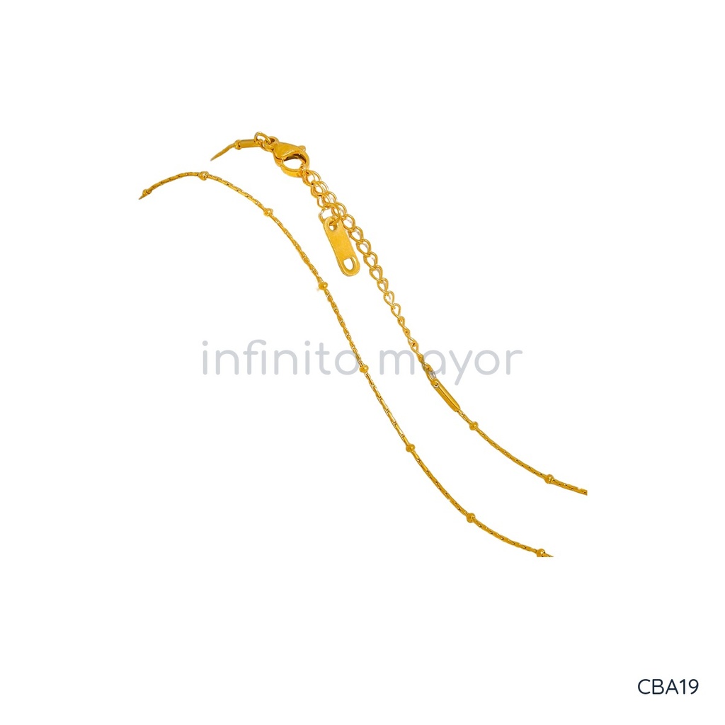 [CBA19] Collar dorado de cadena fina de barras con pequeñas bolitas espaciadas y extensor