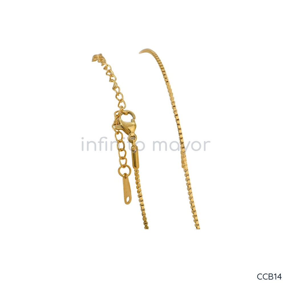 Collar dorado, cadena veneciana fina de eslabones cuadrados
