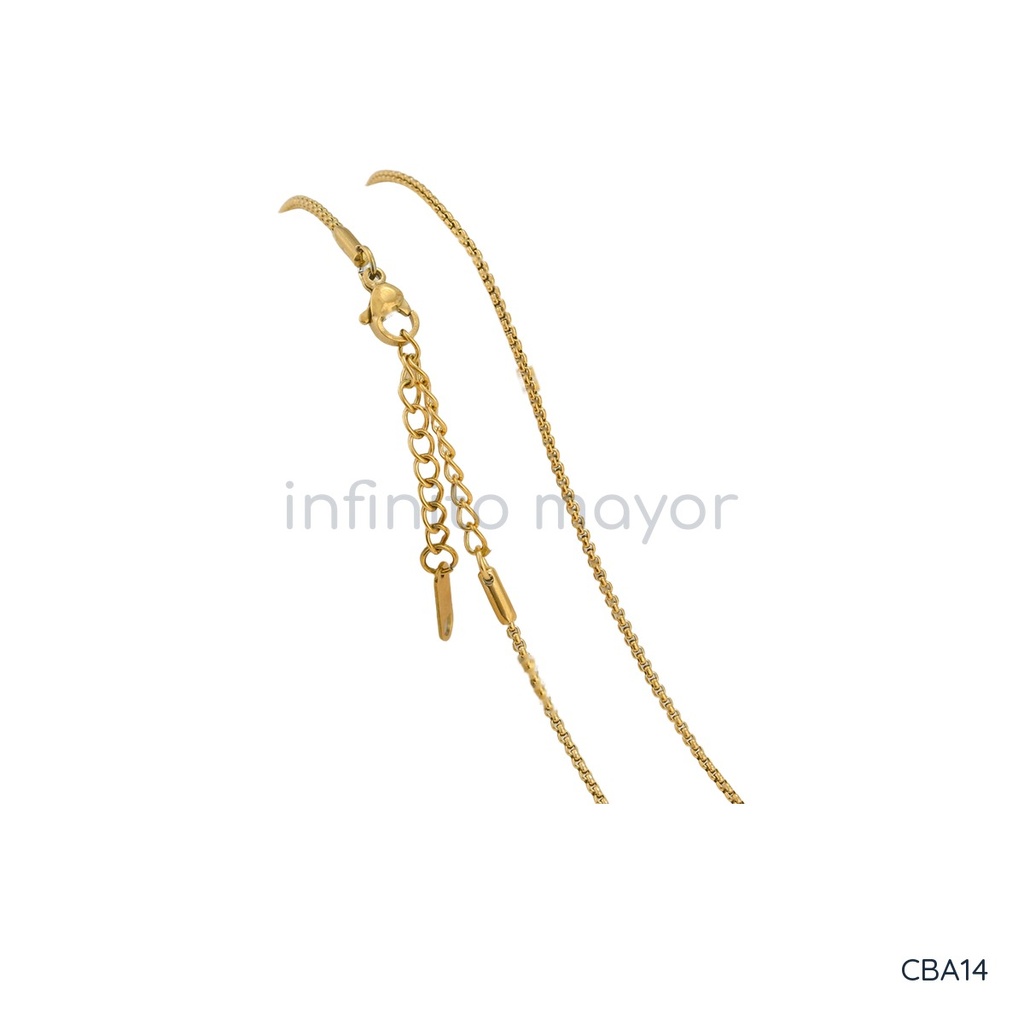 Collar dorado, cadena veneciana de eslabones cuadrados con extensor