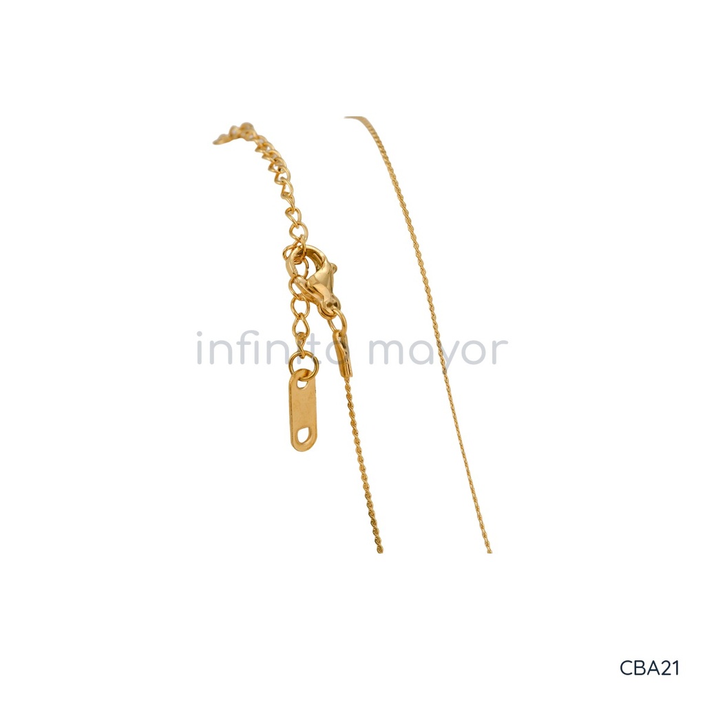 Collar dorado, cadena tipo espiga con extensor