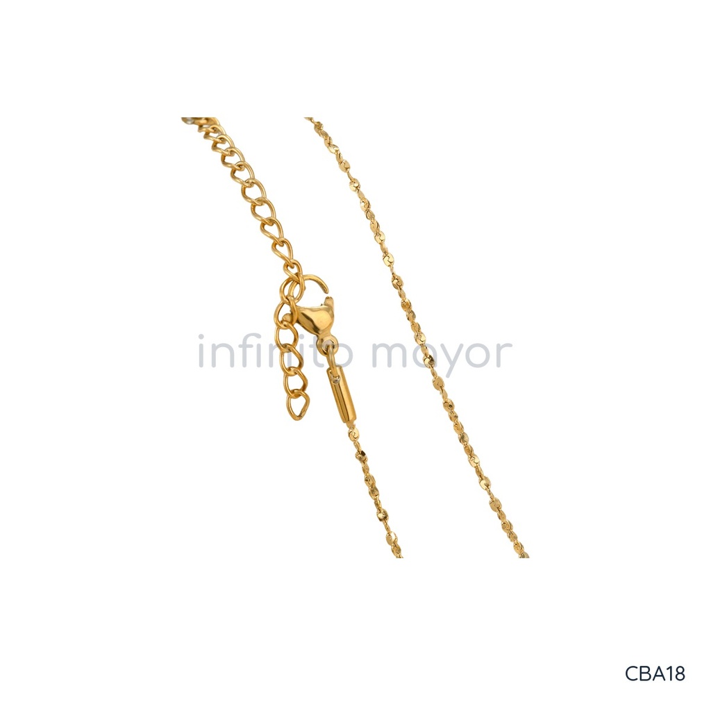 [CBA18] Collar dorado de cadena fina de eslabones facetados con extensor y acabado brillante