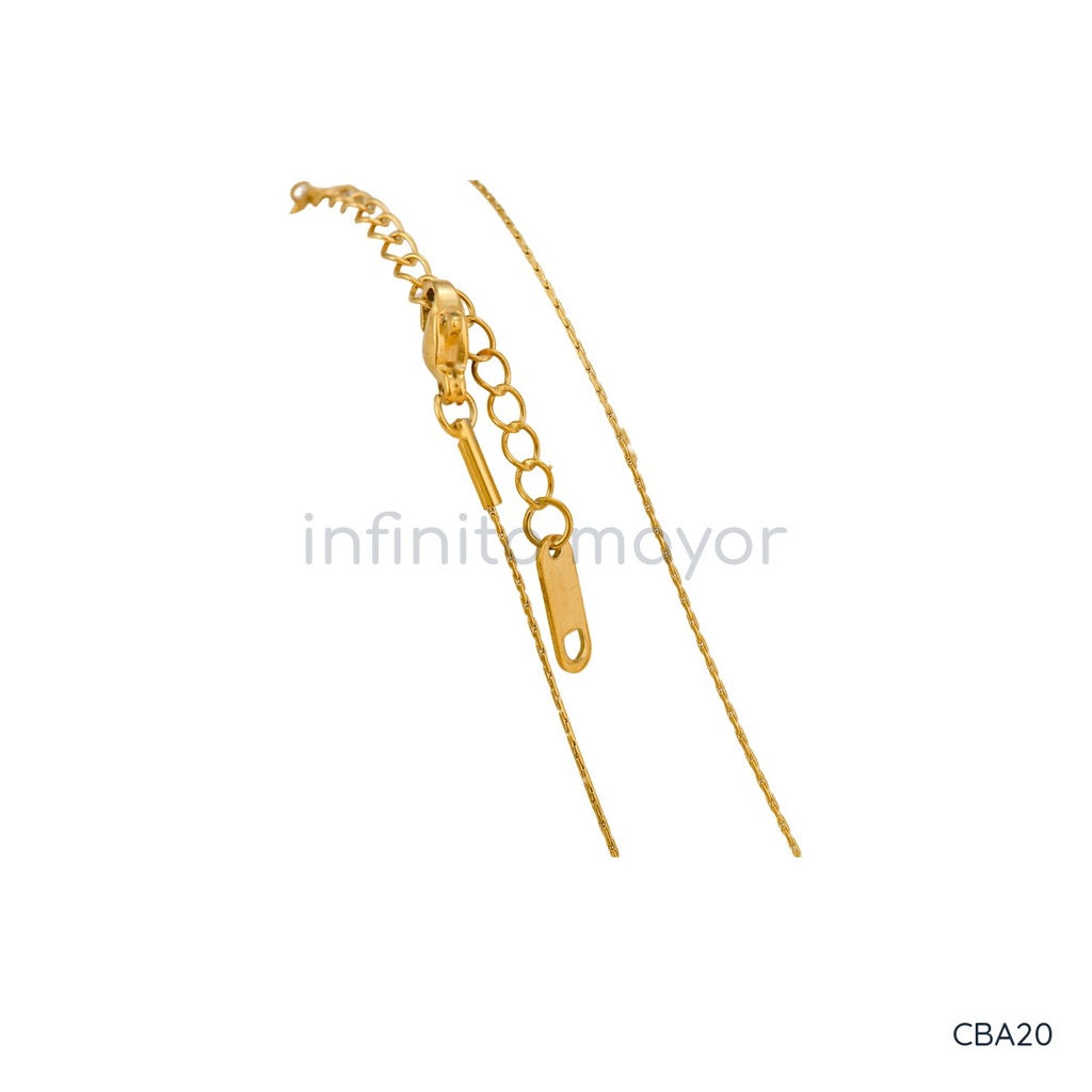 [CBA20] Collar dorado de cadena fina de barras con extensor y acabado brillante