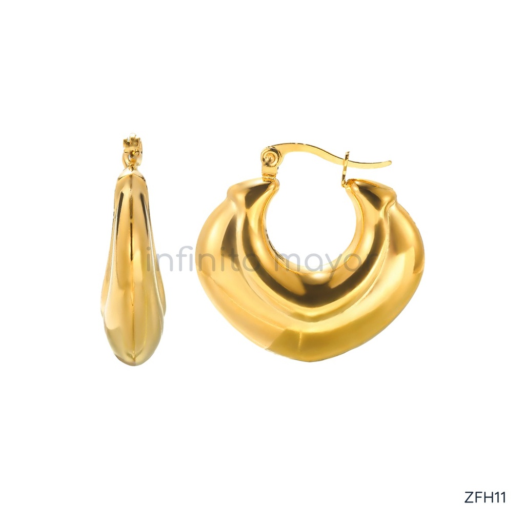 [ZFH11] Aretes de diseño geométrico en acero inoxidable 304 con recubrimiento PVD y chapado en oro 18k