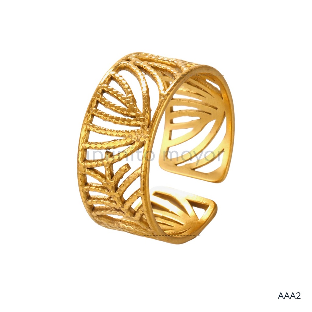 [AAA2] Anillo de acero inoxidable 304 con recubrimiento PVD y chapado en oro 18k