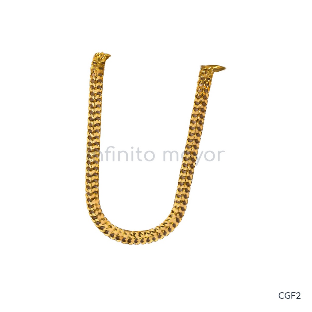 Collar dorado de cadena plana ancha de eslabones trenzados en espiga