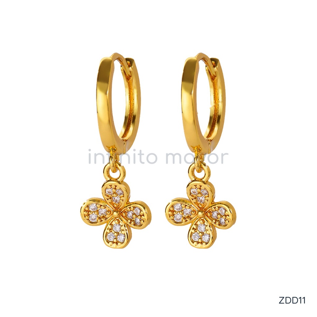 [ZDD11] Aretes con circonia de acero inoxidable 304 con recubrimiento PVD y chapado en oro 18k