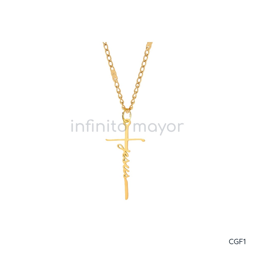 [CGF1] Collar con cruz de acero inoxidable 304 con baño de oro y recubrimiento PVD