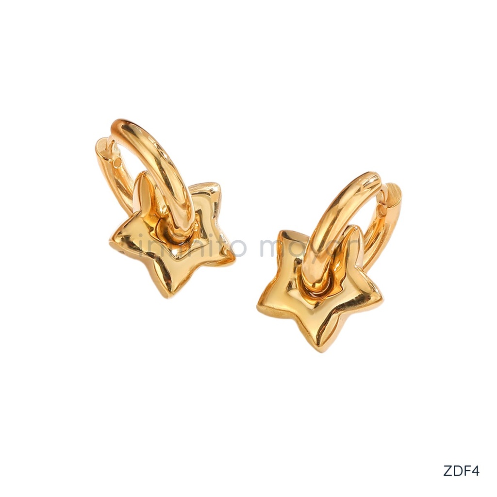 [ZDF4] Aretes con estrella de acero inoxidable 304 con recubrimiento IP y chapado en oro 18k