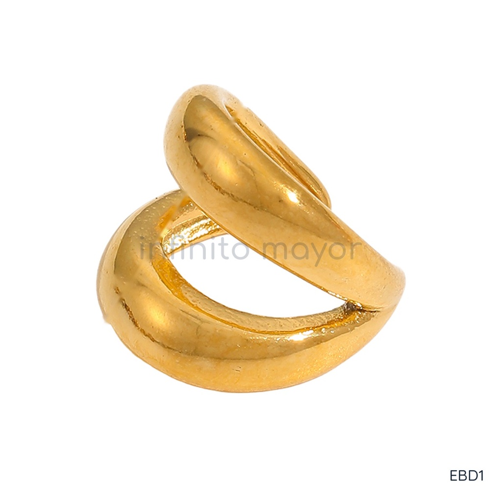Earcuff dorado, doble banda ancha cruzada abierta