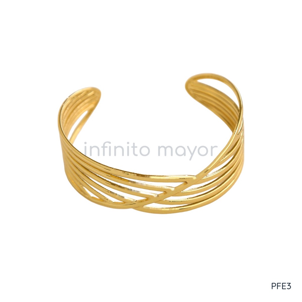 [PFE3] Pulsera con flor de acero inoxidable 304 con recubrimiento PVD y chapado en oro 18k
