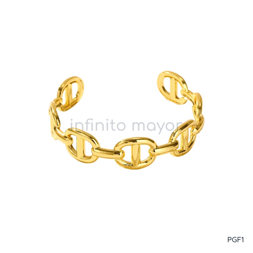 [PGF1] Pulsera con flor de acero inoxidable 304 con recubrimiento PVD y chapado en oro 18k