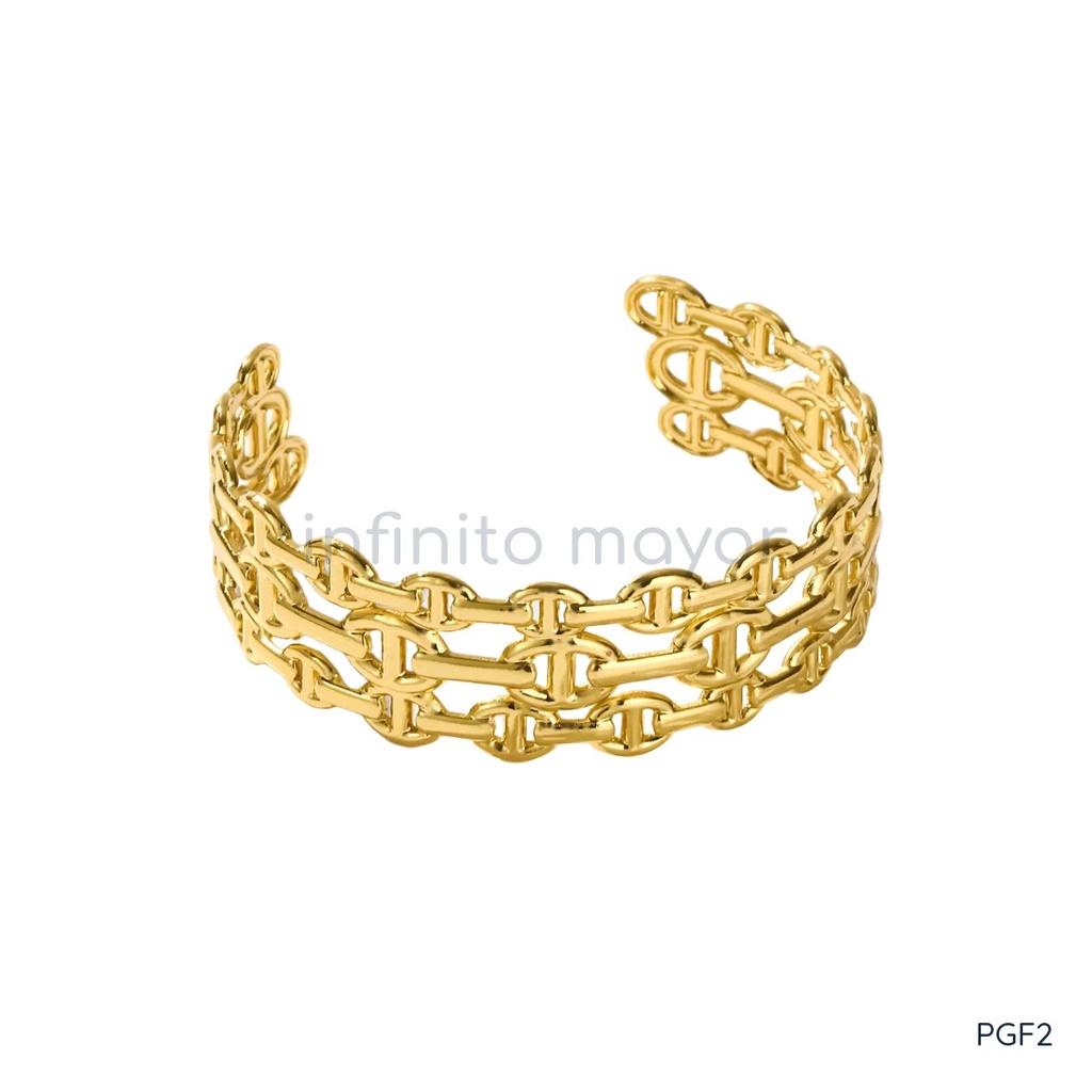 [PGF2] Pulsera con flor de acero inoxidable 304 con recubrimiento PVD y chapado en oro 18k