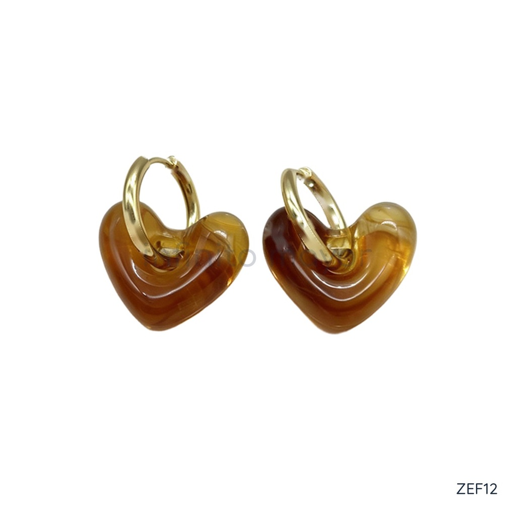 [ZEF12] Aretes con corazón de acero inoxidable 304 con recubrimiento PVD