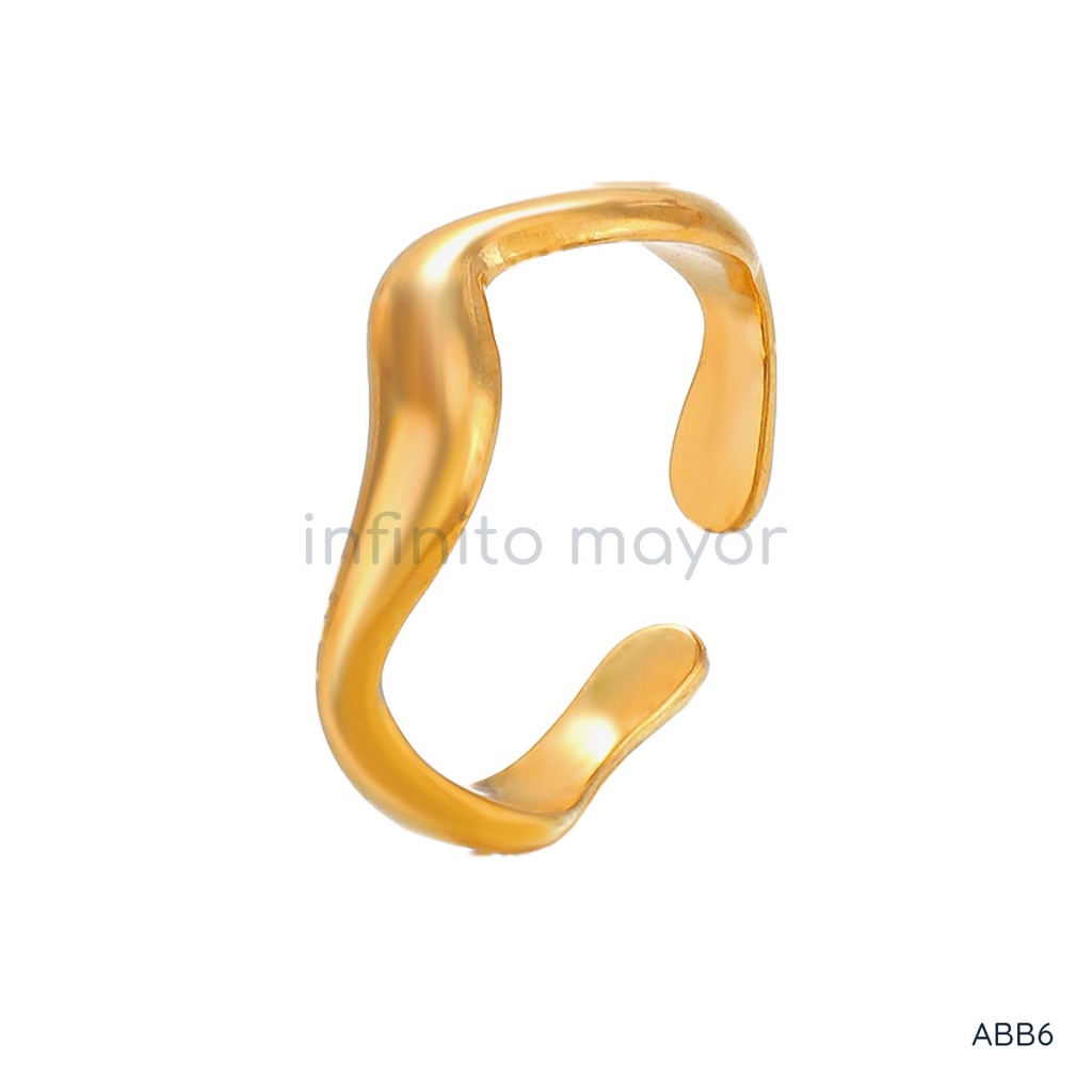 [ABB6] Anillo de acero inoxidable 304 con recubrimiento PVD y chapado en oro 18k