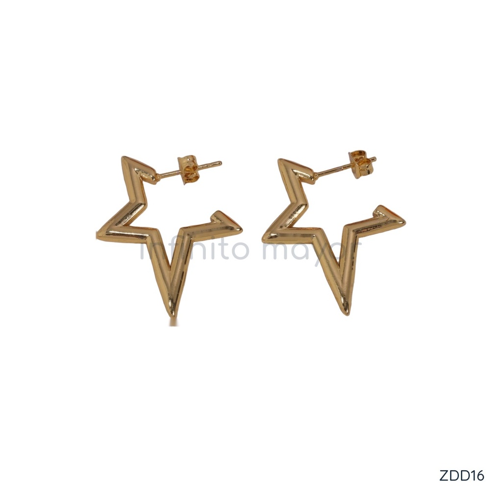 [ZDD16] Aretes con estrella de acero inoxidable 316L con chapado en oro 18k y electrochapado al vacío