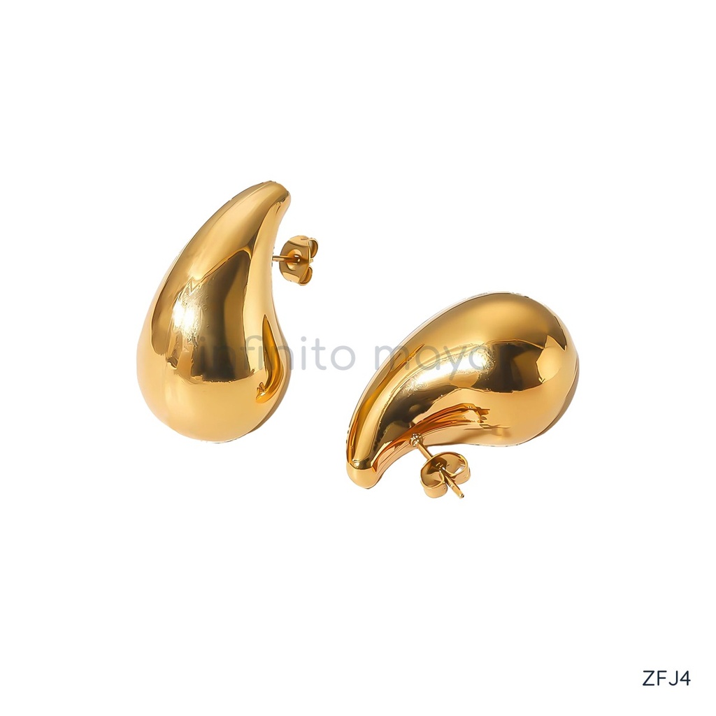 [ZFJ4] Aretes con gota de acero inoxidable 316L con recubrimiento PVD y chapado en oro 18k