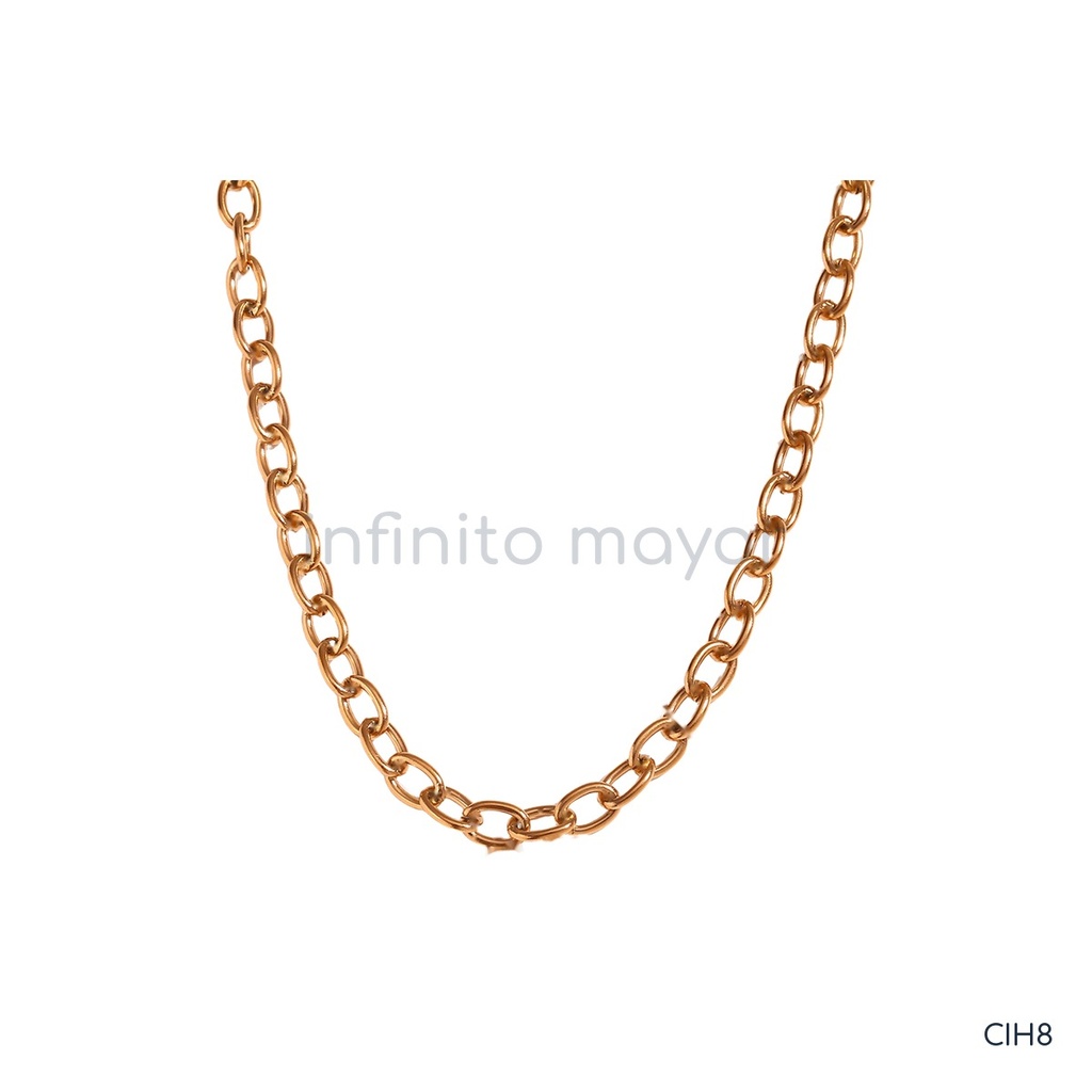 Collar dorado de cadena de eslabones ovalados anchos y lisos, de 6,9 mm, versión de 45 cm con extensor