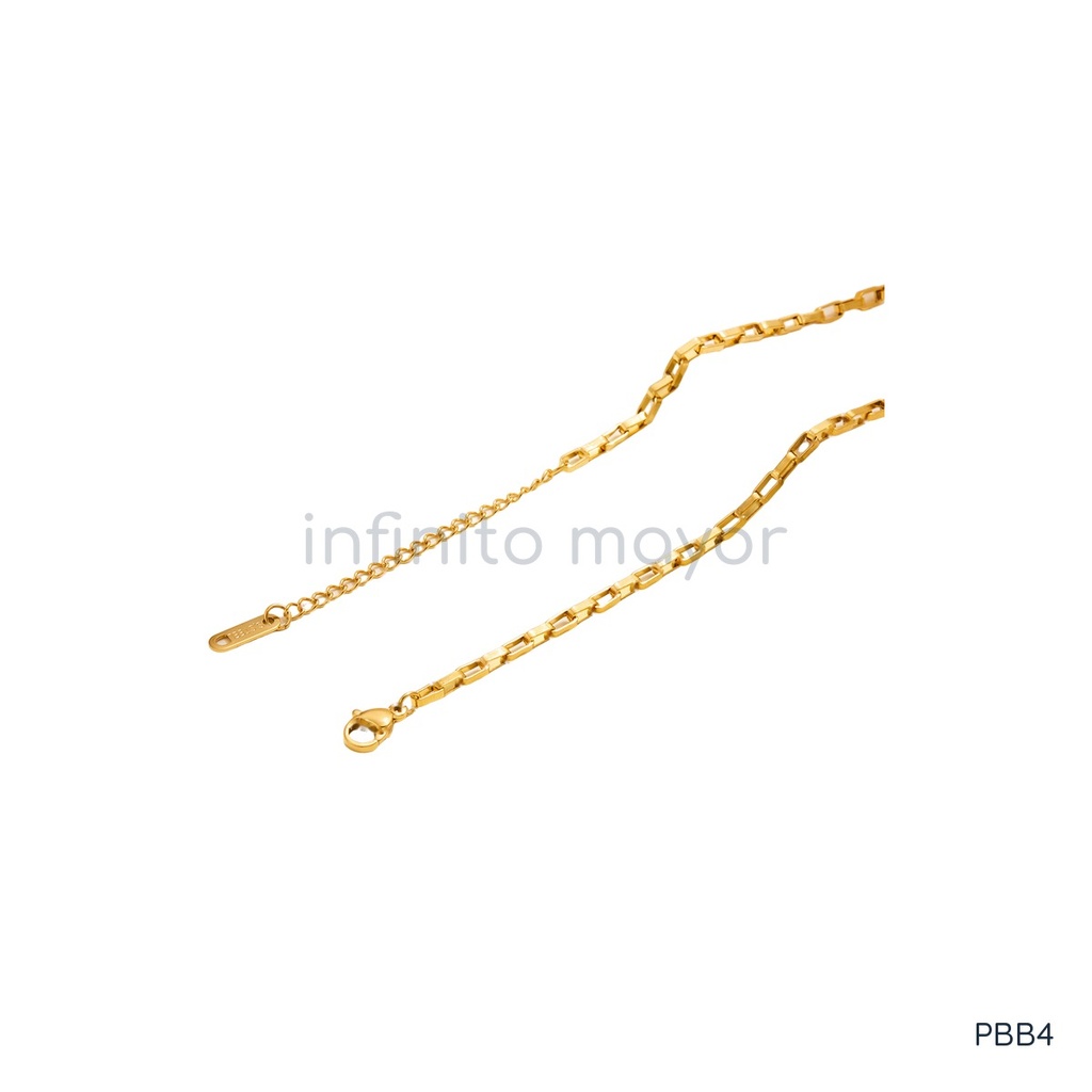 Pulsera dorada, cadena de eslabones rectangulares grandes