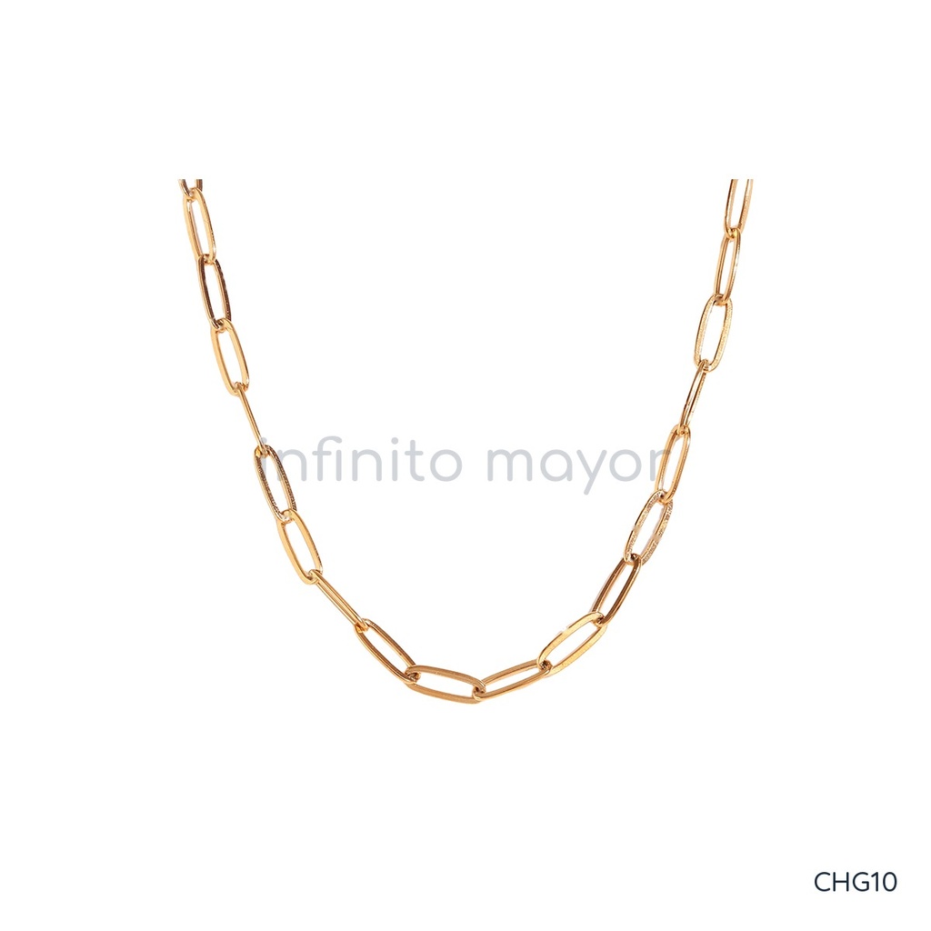Collar dorado largo, eslabones alargados tipo clip
