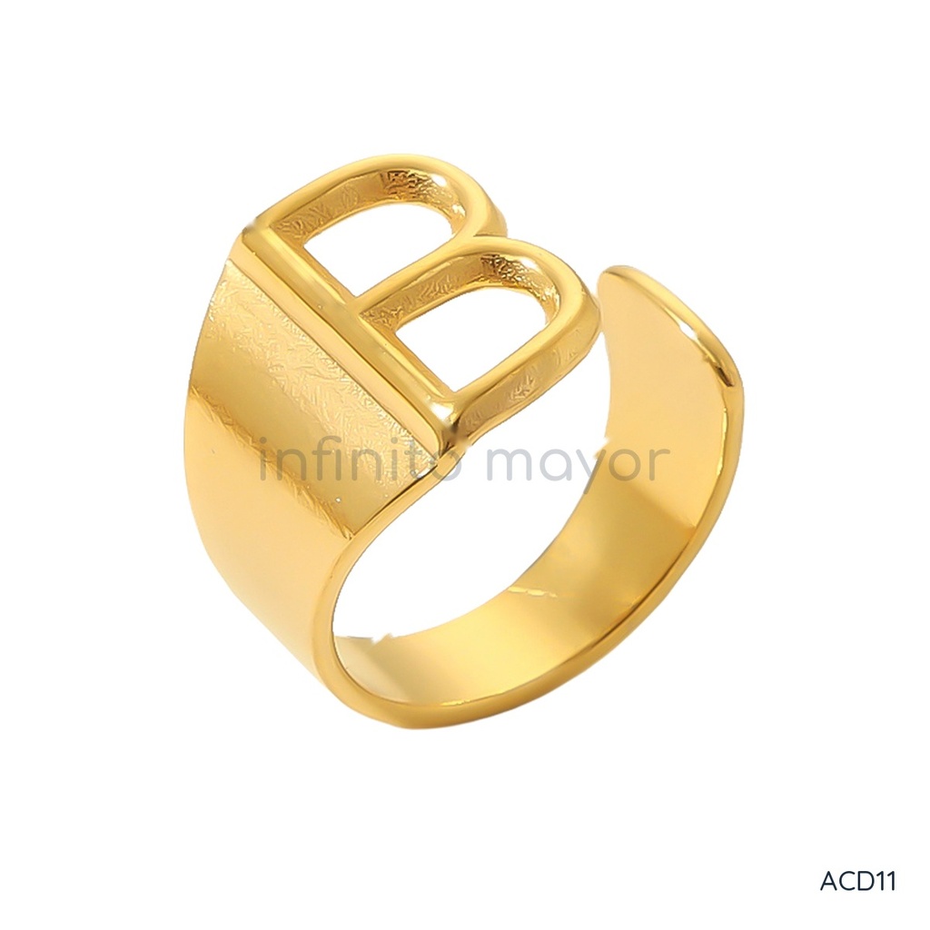 [ACD11] Anillo de acero inoxidable 304 con recubrimiento PVD y chapado en oro 18k · NH35459338