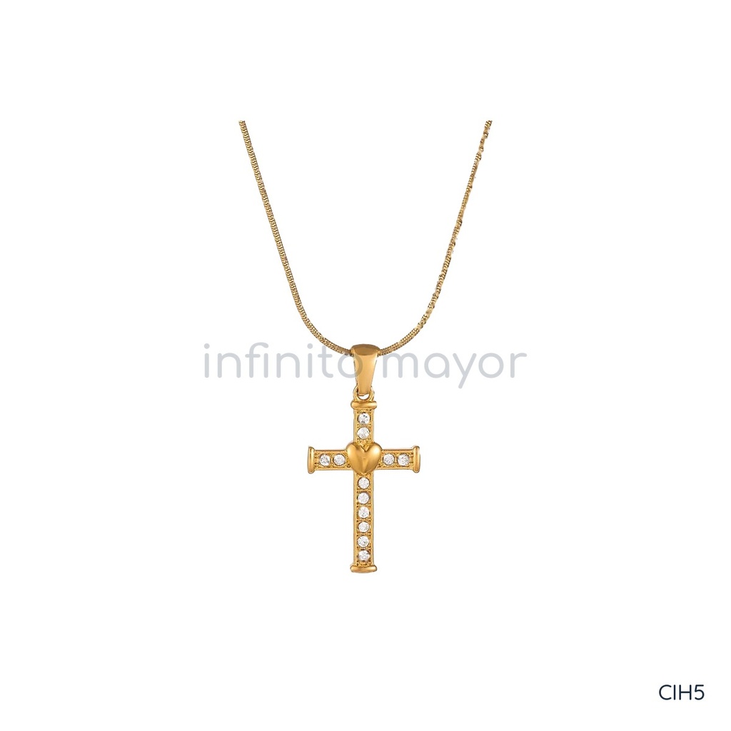 [CIH5] Collar con cruz de acero inoxidable 304 con recubrimiento PVD