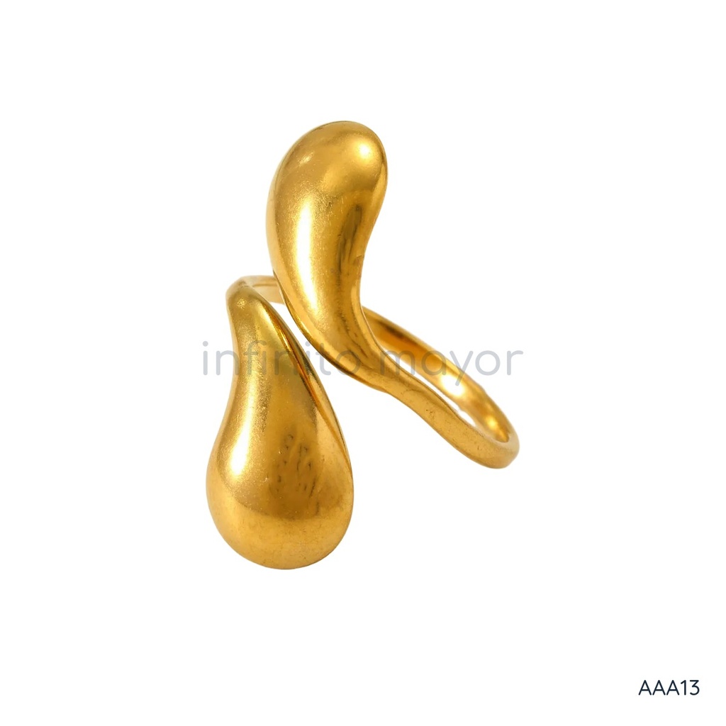 [AAA13] Anillo de diseño geométrico en acero inoxidable 304 con recubrimiento PVD y chapado en oro 18k