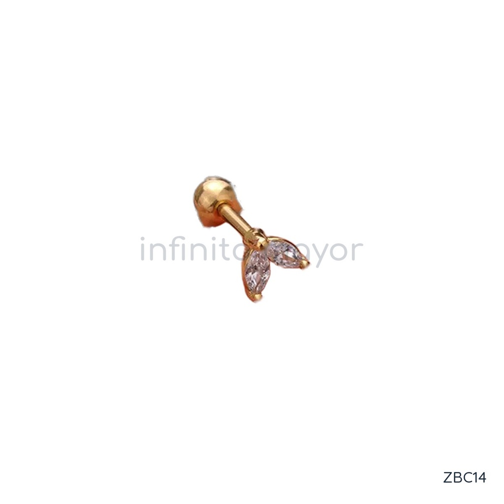 [ZBC14] Aretes con cruz de acero inoxidable 304 con chapado en oro 14k