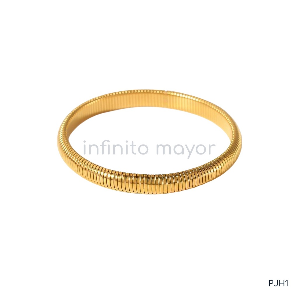 Pulsera dorada, malla acanalada flexible de 8 mm