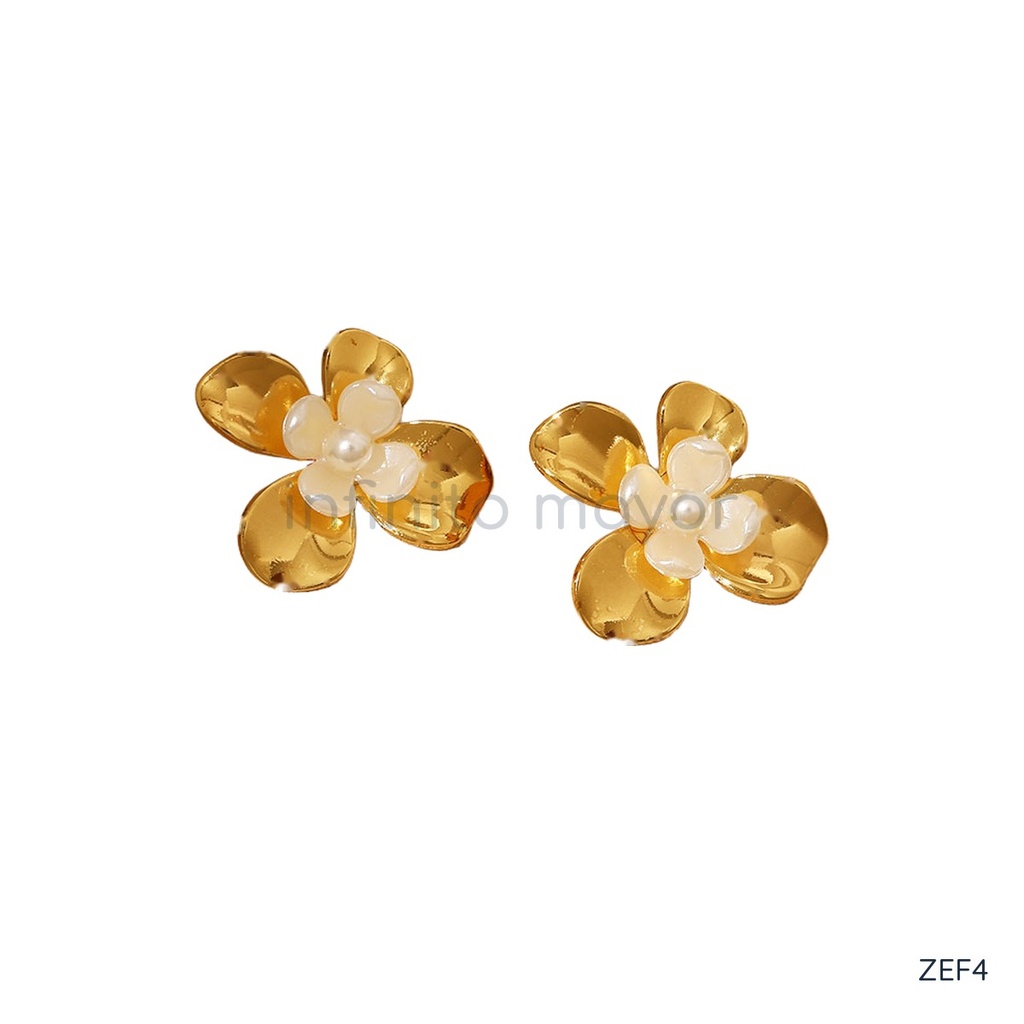 [ZEF4] Aretes con flor de acero inoxidable 304 con recubrimiento PVD