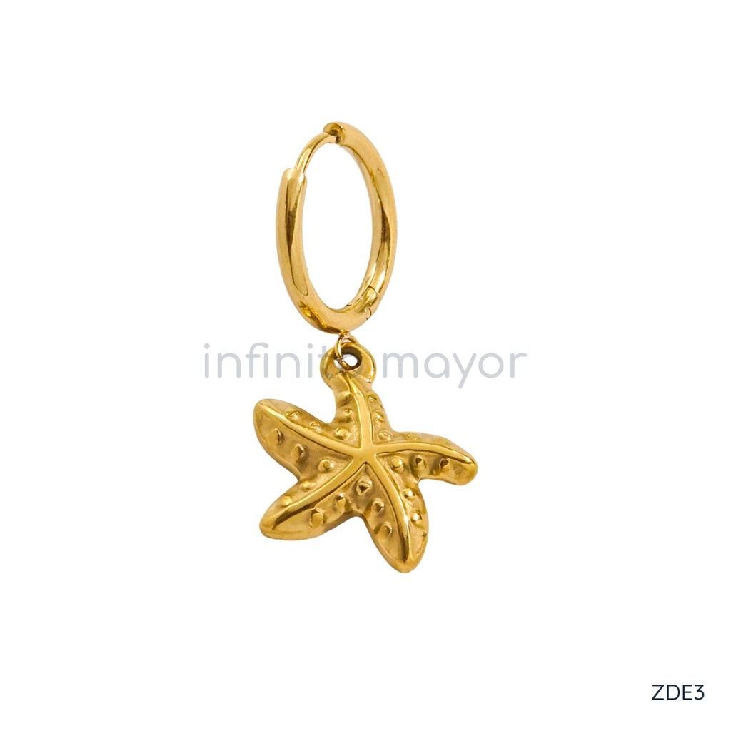 [ZDE3] Aretes con estrella de acero inoxidable 304 con recubrimiento PVD y chapado en oro 14k