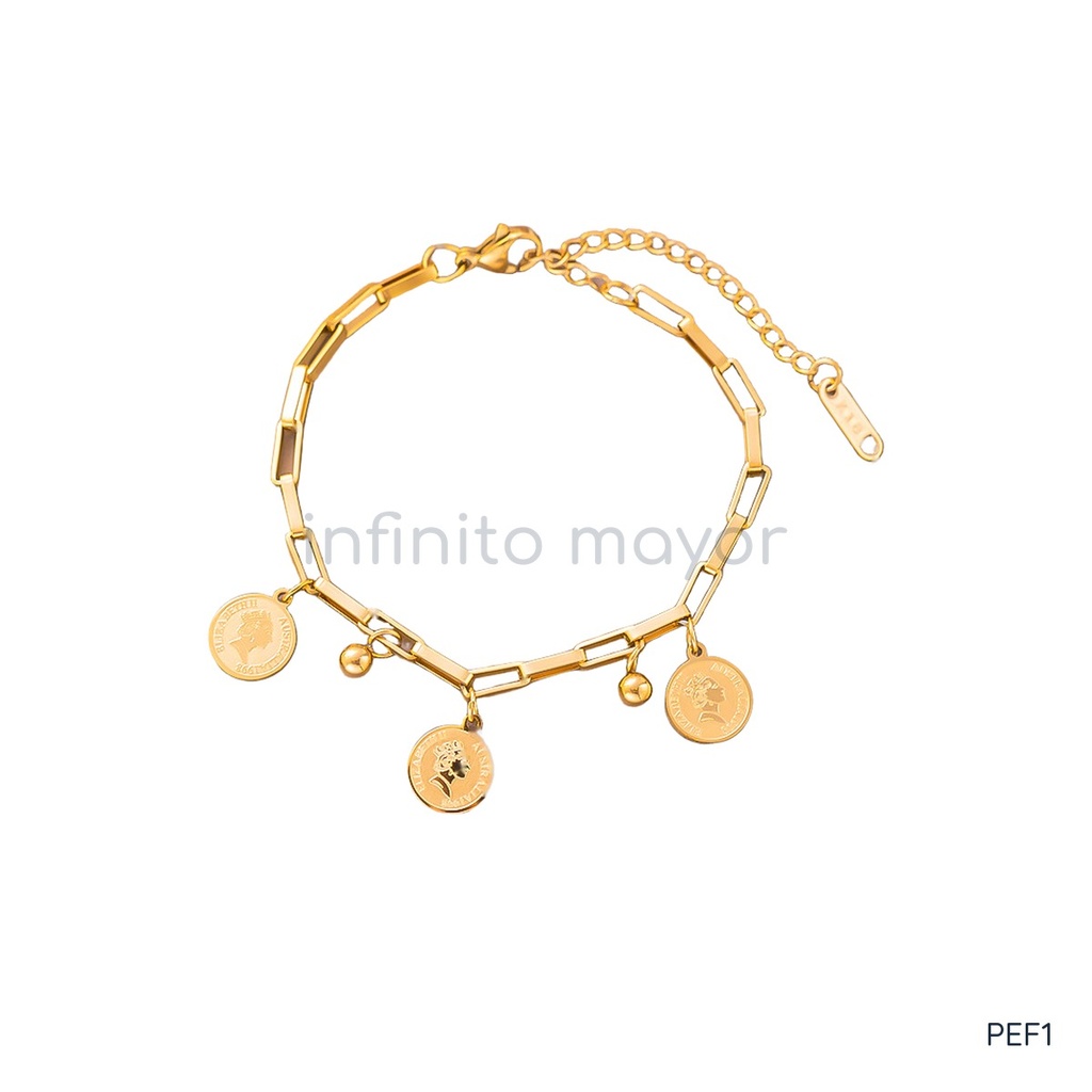 [PEF1] Pulsera de eslabones en acero inoxidable 304 con baño de oro y recubrimiento PVD
