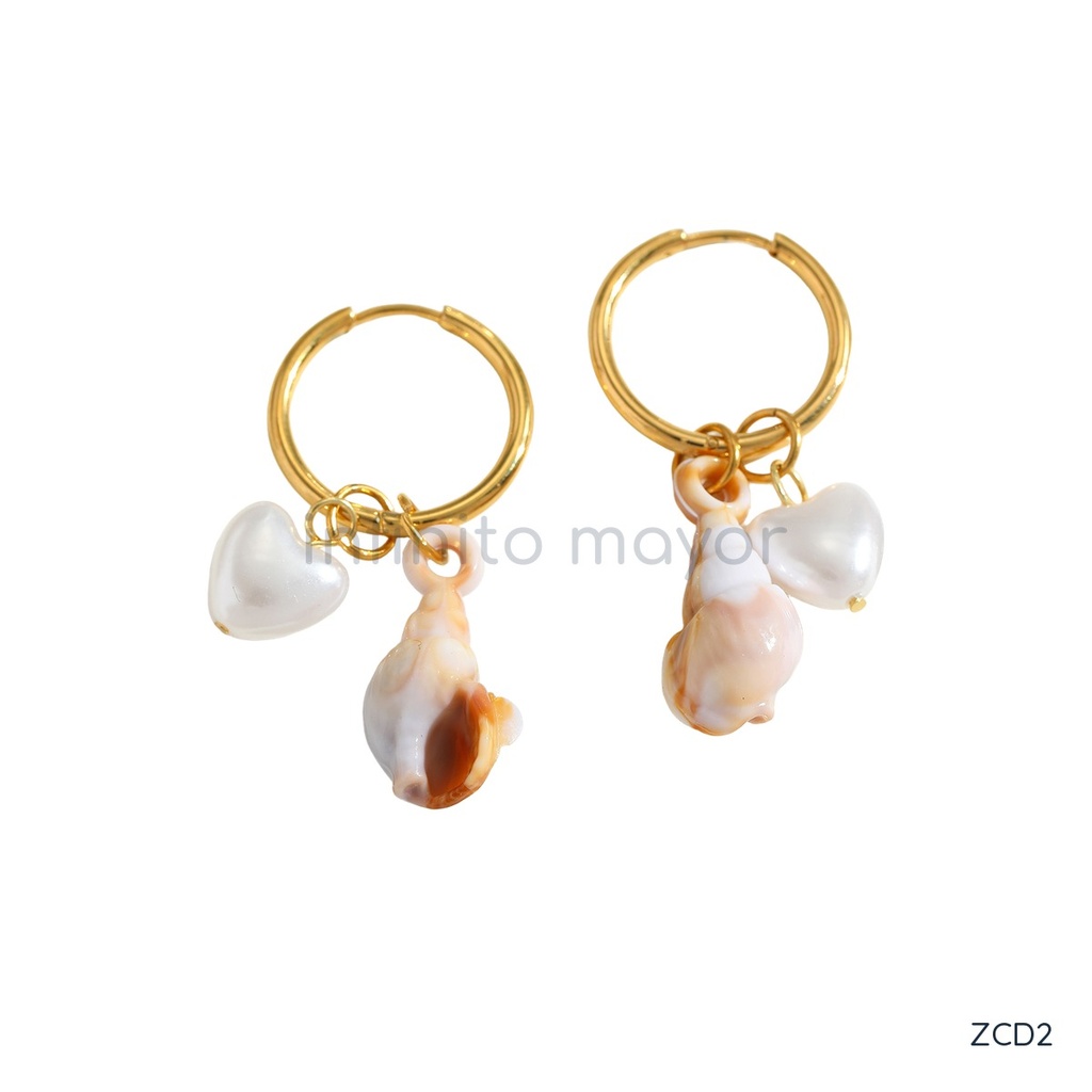 [ZCD2] Aretes con concha de acero inoxidable 304 con recubrimiento IP y chapado en oro 18k