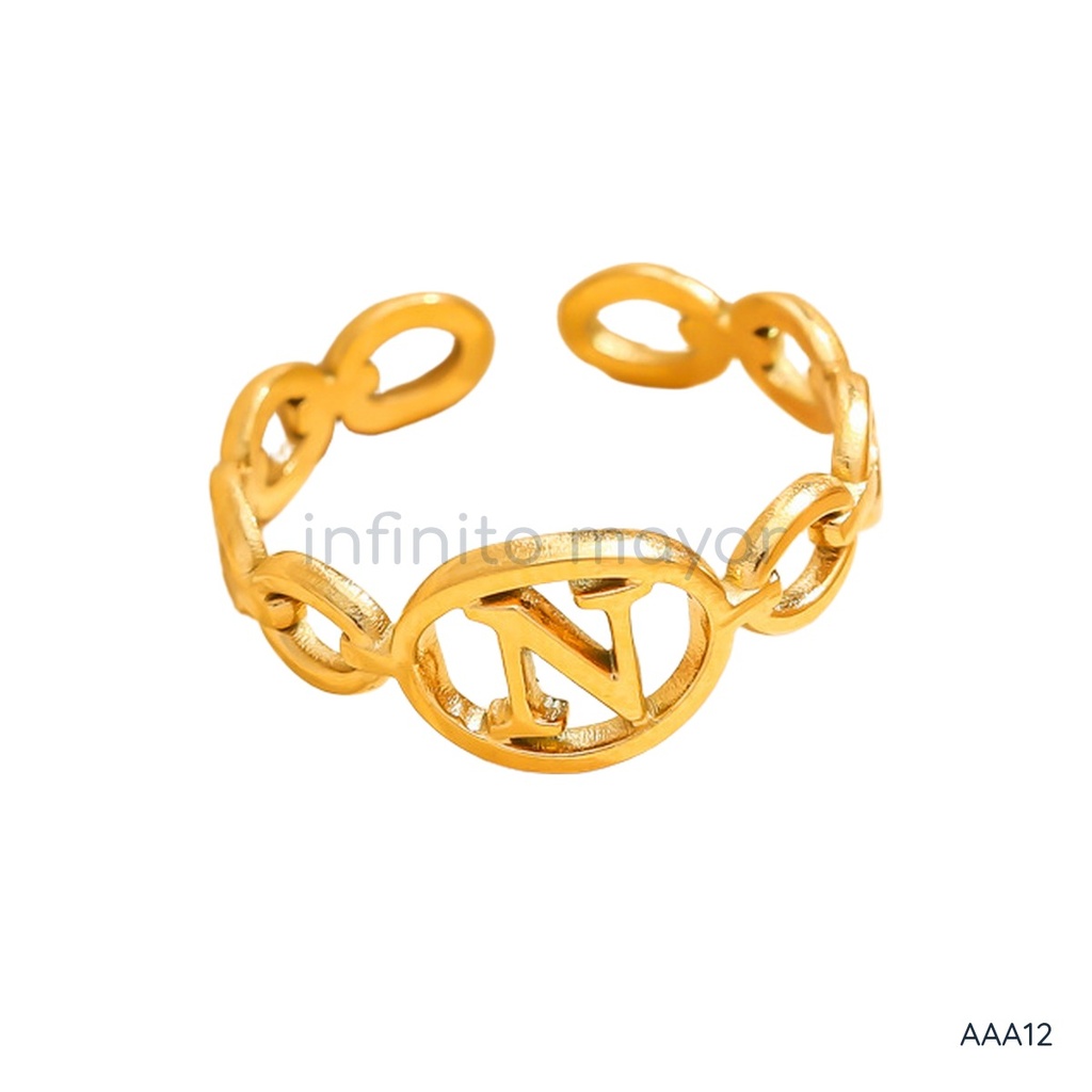 [AAA12] Anillo de diseño geométrico en acero inoxidable 304 con chapado en oro 18k